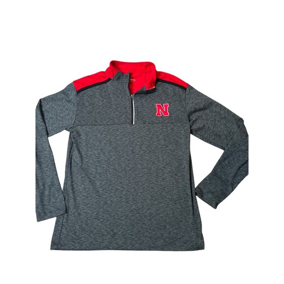 Men's Colloseum 1/4 pull over Nebraska Corn Huskers red/gray SZ SM dri-fit - Picture 1 of 5